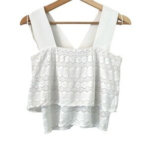 A.L.C. Elodie Square Neck Lace Cropped Top in White Size XS